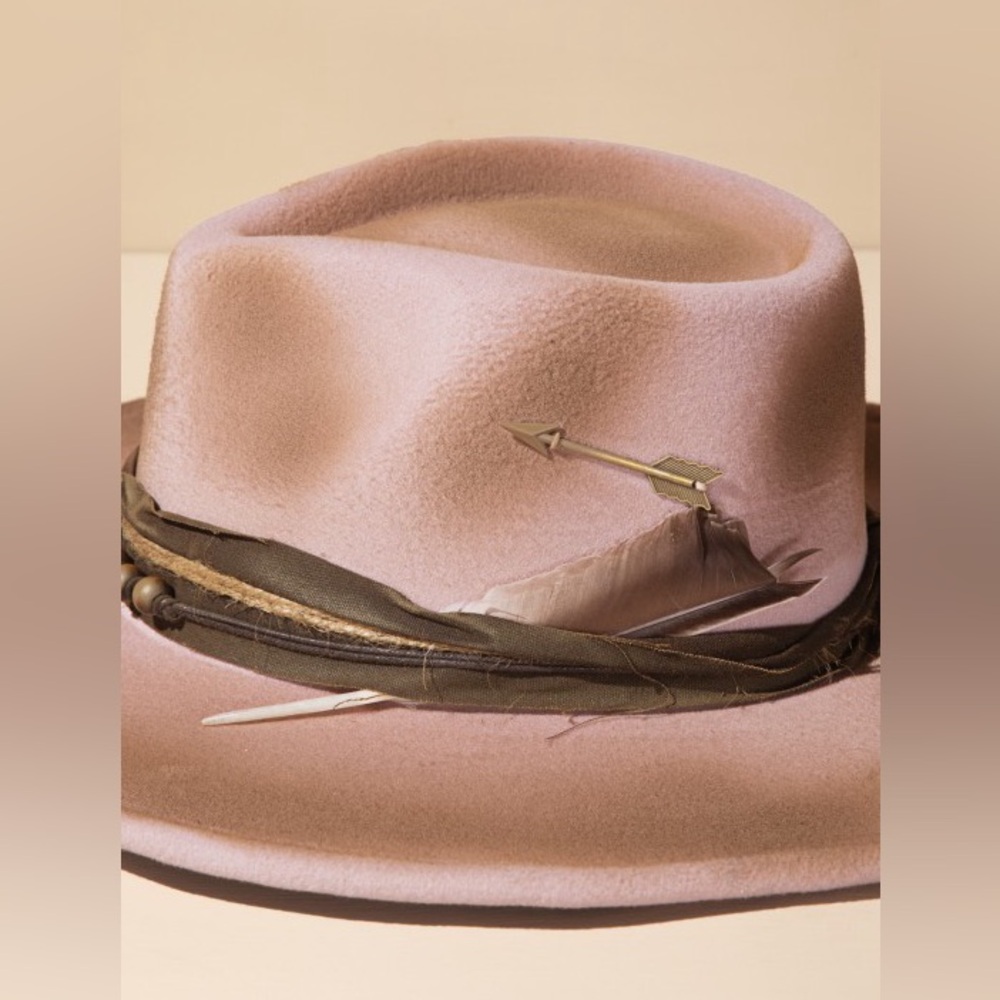 Vintage Shapeable Cowgirl Hat-arrow & Feather|Dusty Pink - Picture 3 of 4